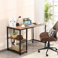 Costway 120x60cm Computer Desk Industrial Writing Table w/Storage Shelves in Brown | Size: 120x60 cm