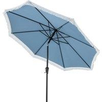 Gymax 9 FT Patio Umbrella Tassel Umbrella With Fringe Tilt & Vented Top in Light Blue