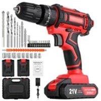 EONLION 21V Cordless Hammer Drill Set with 2 Battery in Red
