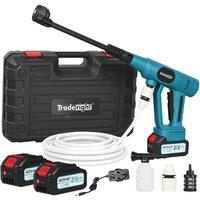 Traderight 50Bar Cordless Pressure Washer Dual 4000mAh LCD 6 in 1 Nozzle Cleaner in Blue