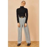 Yumi Women's Grey Check Wide Leg Trousers | Size: 16