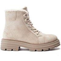 b.soleful Women's 'Gaveana' Alcantara Ankle Boots in Beige | Size: 3