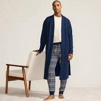 Lands' End Men's Serious Sweats Calf Length Robe in Navy | Size: 2XL