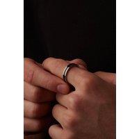 Outrage London Men's Silver & Black Personalised Band Ring | Size: 8