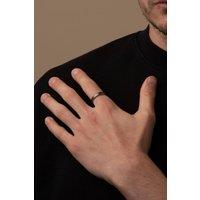 Outrage London Men's Silver Personalised Hammered Tungsten Band Ring | Size: 7