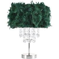 Happy Homewares Modern Chandelier Feather Table Lamp with Waterfall Acrylic Droplets in Green | Size: 17 inches