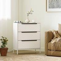 HOMCOM Chest of Drawers, 3 Fabric Drawer Dresser, Aluminium Handles in White | Size: Medium