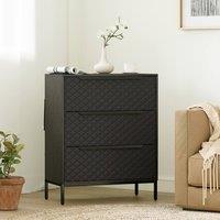 HOMCOM Chest of Drawers, 3 Fabric Drawer Dresser, Aluminium Handles in Black | Size: Medium