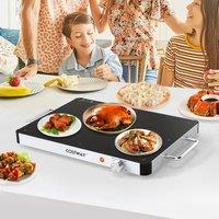 Costway Tempered Glass Food Warmer Electric Warming Tray in Black