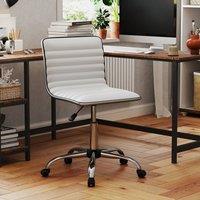 Costway Task Chair Adjustable Office Chair w/Swivel Seat & Wheels in White