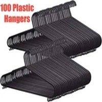 EONLION 100 BLACK ADULT CLOTHES PLASTIC HANGERS