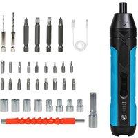 Traderight 37PCS Cordless Screwdriver Set 4V Rechargeable 1500mAh 300RPM in Black