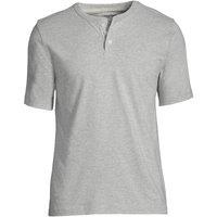 Lands' End Men's Super-T Henley Short Sleeve T-shirt in Grey | Size: Medium