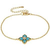 Latelita Women's Flower Clover Turquoise Bracelet Gold in Blue