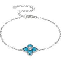 Latelita Women's Flower Clover Turquoise Bracelet Silver in Blue