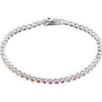 Spero London Women's Sterling Silver Multicolour Bezel Tennis Bracelet