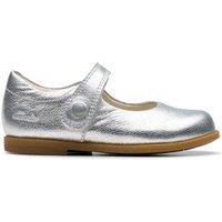 Clarks Drew Tap Toddler Silver Metallic Mary Jane, Riptape in Gold | Size: 5-Wide Fit