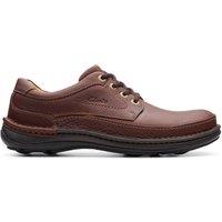 Clarks Men's Nature Three Mahogany Leather Derby Shoes, Lace Up in Brown | Size: 6-Wide Fit