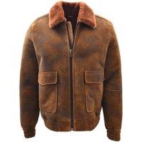 House of Leather Men's Mens Real Sheepskin Bomber Original Flying Jacket Curtis Brown Ginger | Size: Medium