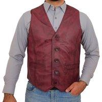 House of Leather Men's Mens Real Leather Waistcoat Classic Gilet Nick in Burgundy | Size: Medium
