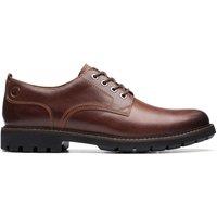 Clarks Men's Batcombe Tie Dark Tan Leather Derby Shoes, Lace Up in Brown | Size: 6.5-Standard Fit