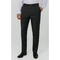 Dobell Men's Charcoal Windowpane Suit Trousers | Size: 32R