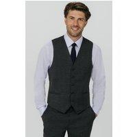 Dobell Men's Charcoal Windowpane Waistcoat | Size: Medium
