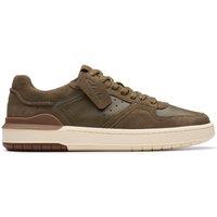 Clarks Men's Courtlite2 Lo Khaki Suede Trainers, Lace Up in Green | Size: 6.5-Standard Fit