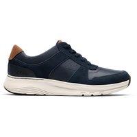 Clarks Men's Motion Trek Go Navy Combination Trainers, Lace Up in Blue | Size: 7.5-Standard Fit