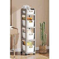 Living and Home 4-Tier Narrow Storage Rack in White
