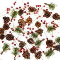Pelle & Sol 130 Piece Christmas Crafts Realistic Pine Cones & Berry Accessory in Green | Size: 1 Pack