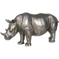 Animal Crackers Rhino Figurine, Silver Effect Finish Modern Home Decor, Length 26cm