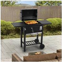 Living and Home Outdoor Charcoal Grill with Smoke Stack in Black