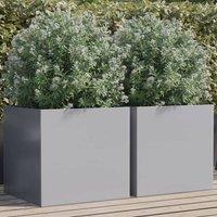 Berkfield Home Planters 2 pcs Silver 49x47x46 cm Galvanised Steel | Size: 49 x 47 x 46 cm