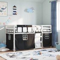 Berkfield Home Bunk Bed without Mattress White&Black 90x200 cm Solid Wood Pine in Black