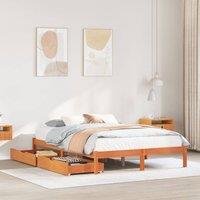 Berkfield Home Bed Frame without Mattress Wax Brown 140x190 cm Solid Wood Pine