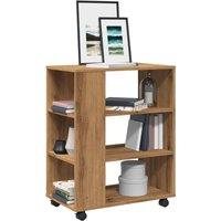 Berkfield Home Rolling Cabinet Artisan Oak 60x35x75 cm Engineered Wood in Brown | Size: 60 x 35 x 75 cm