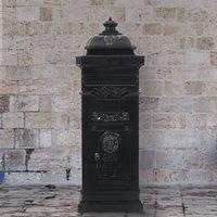 Berkfield Home Pillar Letterbox Aluminium Vintage Style Rustproof Black