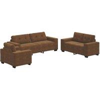 Berkfield Home 3 Piece Sofa Set with Cushions Brown Faux Leather