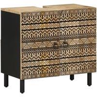 Berkfield Home Bathroom Sink Cabinet Black 62x33x58 cm Solid Wood Mango | Size: 62 x 33 x 58 cm