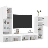 Berkfield Home 4 Piece TV Wall Units with LED White Engineered Wood