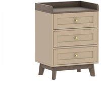 Melody Maison Pair Of Cream & Wood 3 Drawer Bedside Tables - Oswin Range in Beige