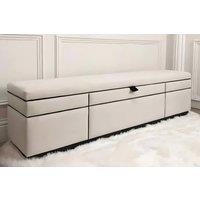 PARADISE BEDS LTD Ottoman Storage Footstool in Cream | Size: 90 cm x 35 cm