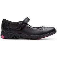 Clarks Relda Wish Kid Black Leather Mary Jane, Riptape, School Shoes | Size: 1-Standard Fit