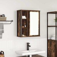 Berkfield Home Bathroom Wall Cabinet with Mirror Smoked Oak 50x21x60 cm in Brown | Size: 50 x 21 x 60 cm