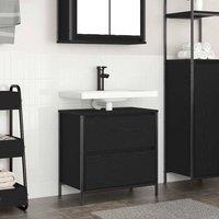Berkfield Home Bathroom Basin Cabinet with Drawers Black Oak 60x34.5x60 cm
