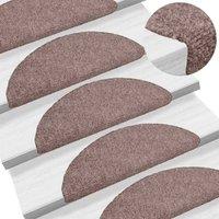 Berkfield Home 15 pcs Self-adhesive Stair Mats Needle Punch 56x17x3 cm Brown | Size: Medium