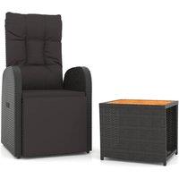 Berkfield Home 2 Piece Garden Lounge Set Black Poly Rattan&Solid Wood Acacia