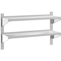 Berkfield Home 2-Tier Wall Shelf 100x30x60 cm Silver Stainless Steel | Size: 100 x 30 x 60 cm