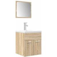 Berkfield Home 3 Piece Bathroom Furniture Set Sonoma Oak Engineered Wood in Light Tan